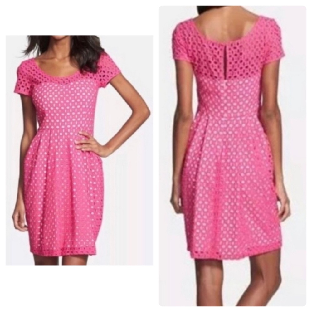 Bestey Johnson Pink White Eyelet Lace Sweetheart Dress Size 6 Party Dress.
